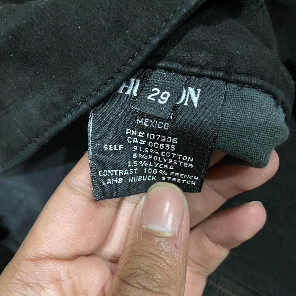 Hudson Lamb Nubuck Leather Black Denim Asymetrical Kink Mini Skirt Size 28 $415 - Picture 6 of 6
